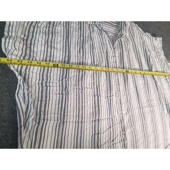 Time And Tru Tunic Button Up Shirt Women's Plus 2XL Short Sleeve Dolman Striped - Picture 4 of 5